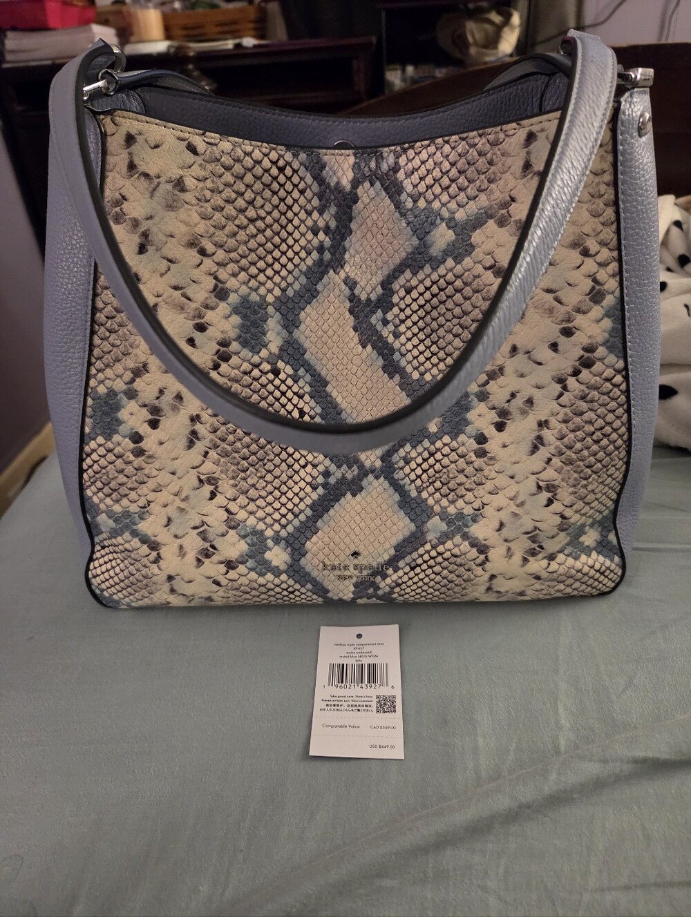 Kate Spade Leila Snake Embossed medium triple compartment shoulder bag